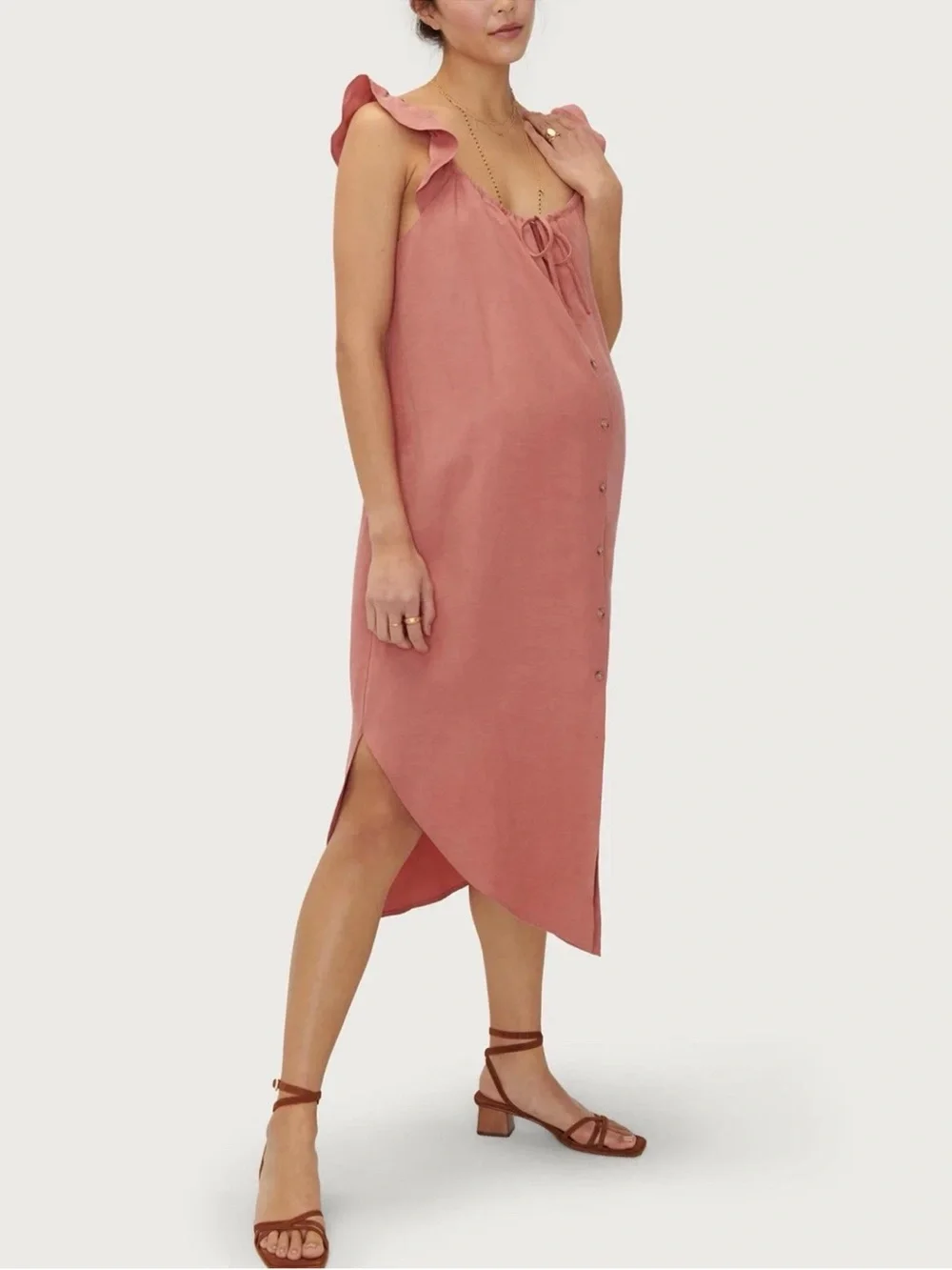 Hatch Maternity Women's THE JENNA DRESS Canyon Rose Pink Tencel Size 1 (4-6)